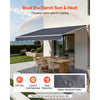 VEVOR Manual Retractable Awning, 13.1' x 9.8' Outdoor Patio Awning Retractable Sun Shade, Patio Door Window Water-Resistant Polyester Sunshade Shelter with Crank Handle for Deck, Balcony, Yard, Gray