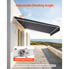 VEVOR Manual Retractable Awning, 13.1' x 9.8' Outdoor Patio Awning Retractable Sun Shade, Patio Door Window Water-Resistant Polyester Sunshade Shelter with Crank Handle for Deck, Balcony, Yard, Gray