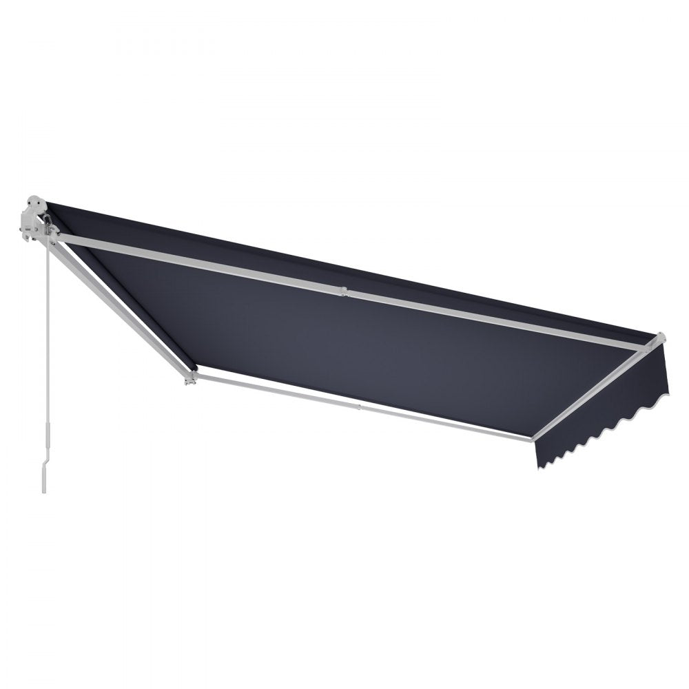 VEVOR Manual Retractable Awning, 13.1' x 9.8' Outdoor Patio Awning Retractable Sun Shade, Patio Door Window Water-Resistant Polyester Sunshade Shelter with Crank Handle for Deck, Balcony, Yard, Gray