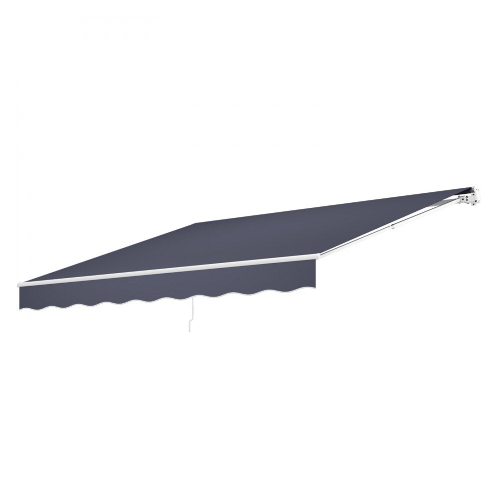 VEVOR Manual Retractable Awning, 13.1' x 9.8' Outdoor Patio Awning Retractable Sun Shade, Patio Door Window Water-Resistant Polyester Sunshade Shelter with Crank Handle for Deck, Balcony, Yard, Gray