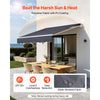 VEVOR Manual Retractable Awning, 8.2' x 6.6' Outdoor Patio Awning Retractable Sun Shade, Patio Door Window Water-Resistant Polyester Sunshade Shelter with Crank Handle for Deck, Balcony, Yard, Gray