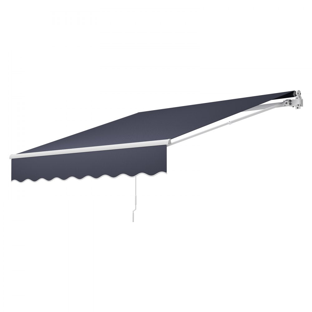 VEVOR Manual Retractable Awning, 8.2' x 6.6' Outdoor Patio Awning Retractable Sun Shade, Patio Door Window Water-Resistant Polyester Sunshade Shelter with Crank Handle for Deck, Balcony, Yard, Gray