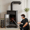 VEVOR Chimney Sweep Kit, 30 ft Maximum Extendable Length Chimney Brush, Chimney Cleaner Sweeper with Dual Brush Heads, Brush & Goggles, Fireplace Cleaning Tool for Square, Rectangle, Arch Chimneys