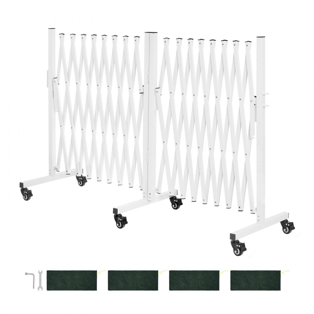 VEVOR Double Expandable Barricades, 18FT Expandable Safety Barrier, 0-180° Rotatable Mobile Barricade with Locking Casters, Portable Folding Security Gate Traffic Fence for Patio Garden Stairway