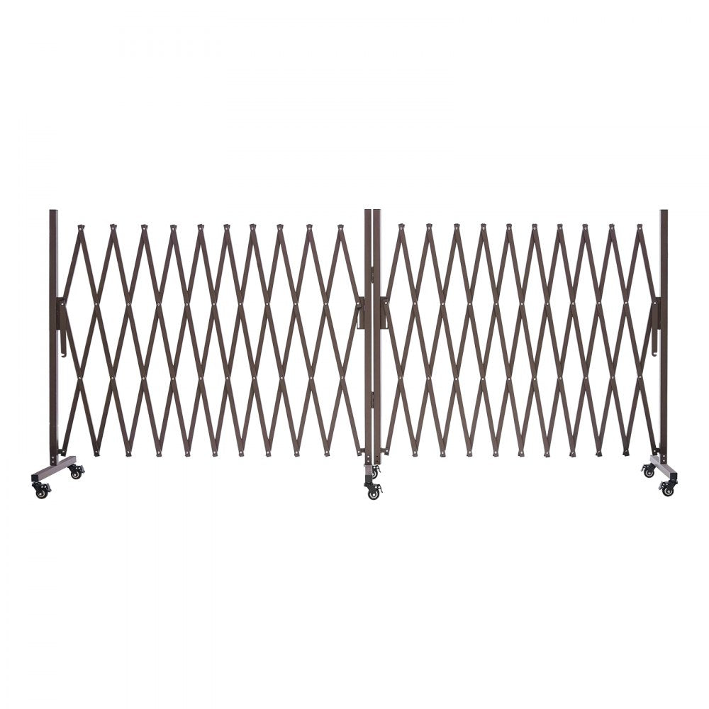 VEVOR Double Expandable Barricades, 27FT Expandable Safety Barrier, 0-180° Rotatable Mobile Barricade with Locking Casters, Portable Folding Security Gate Traffic Fence for Patio Garden Stairway