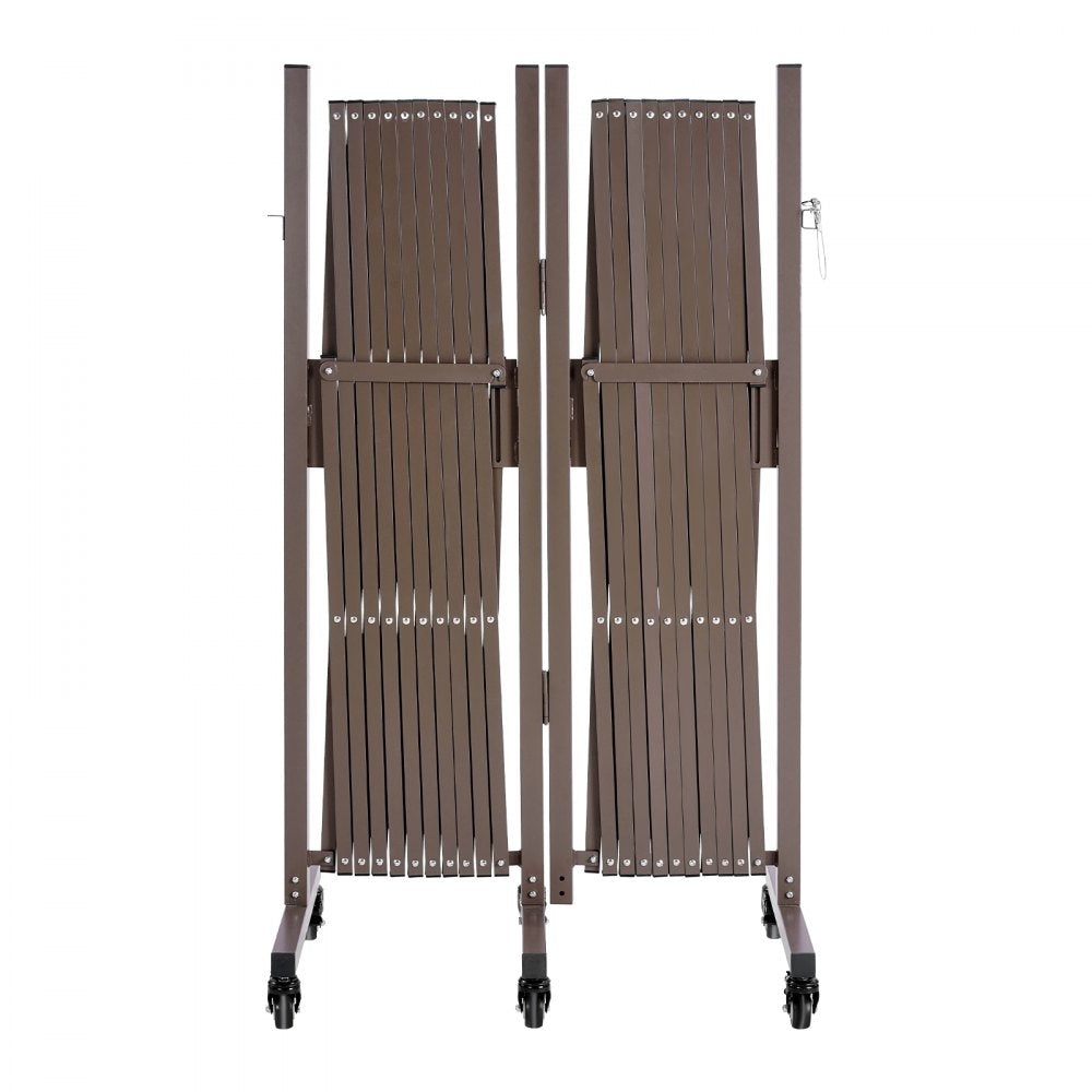 VEVOR Double Expandable Barricades, 27FT Expandable Safety Barrier, 0-180° Rotatable Mobile Barricade with Locking Casters, Portable Folding Security Gate Traffic Fence for Patio Garden Stairway