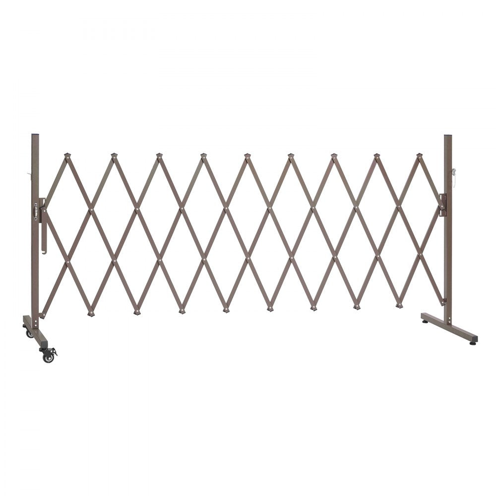 VEVOR Expandable Barricade, 10FT Expandable Safety Barrier, Flexible Mobile Barricade with Locking Casters, Portable Folding Security Gate Metal Traffic Fence for Patio Garden Stairway