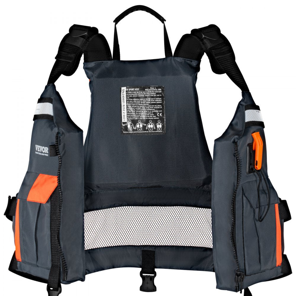 VEVOR Life Vest for Watersports (PFD), Life Jacket with Waterproof Nylon & 96N Buoyancy, Life Vest/Jacket for Any Water Activity-Fishing, Kayaking, Surfing and More, Men and Women L
