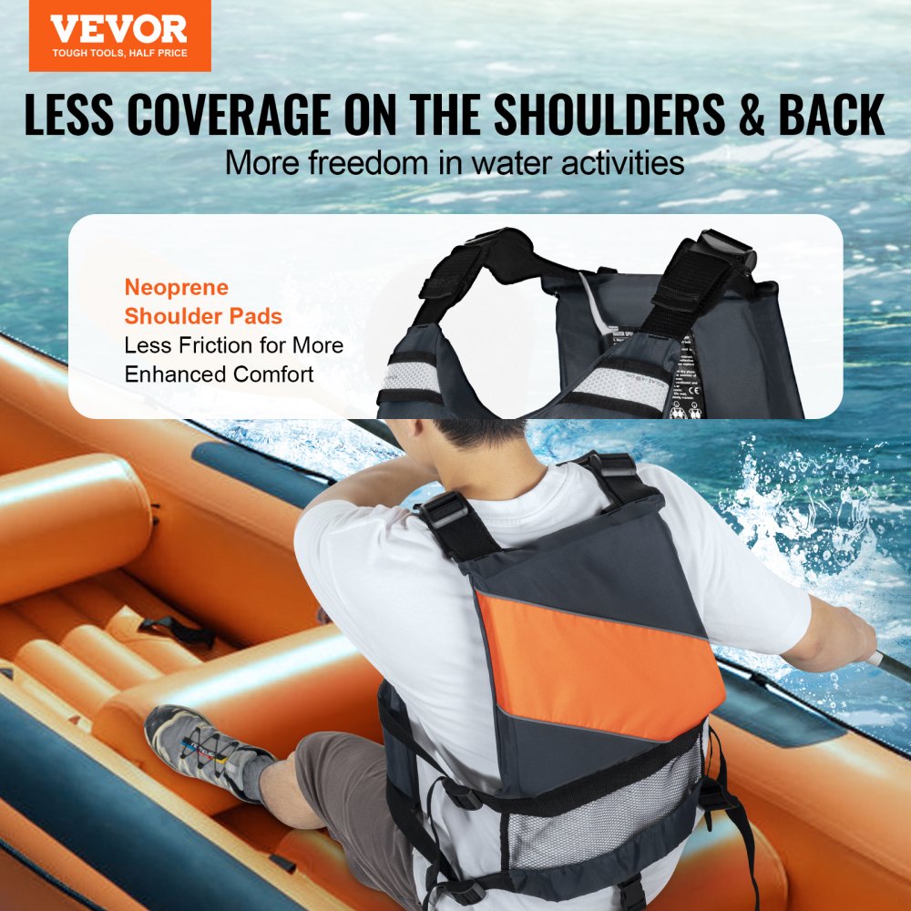 VEVOR Life Vest for Watersports (PFD), Life Jacket with Waterproof Nylon & 110N Buoyancy, Life Vest/Jacket for Any Water Activity-Fishing, Kayaking, Surfing and More, Men and Women XL