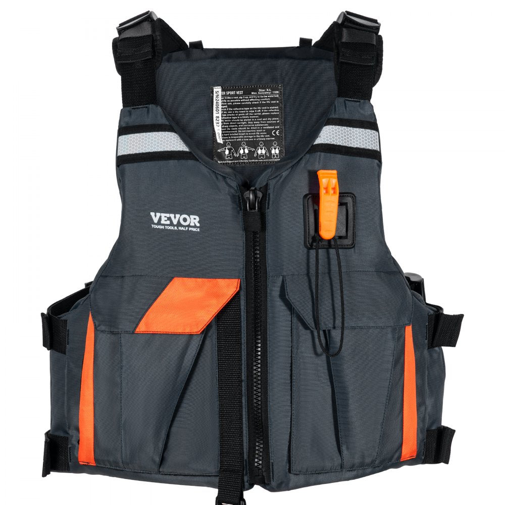 VEVOR Life Vest for Watersports (PFD), Life Jacket with Waterproof Nylon & 110N Buoyancy, Life Vest/Jacket for Any Water Activity-Fishing, Kayaking, Surfing and More, Men and Women XL