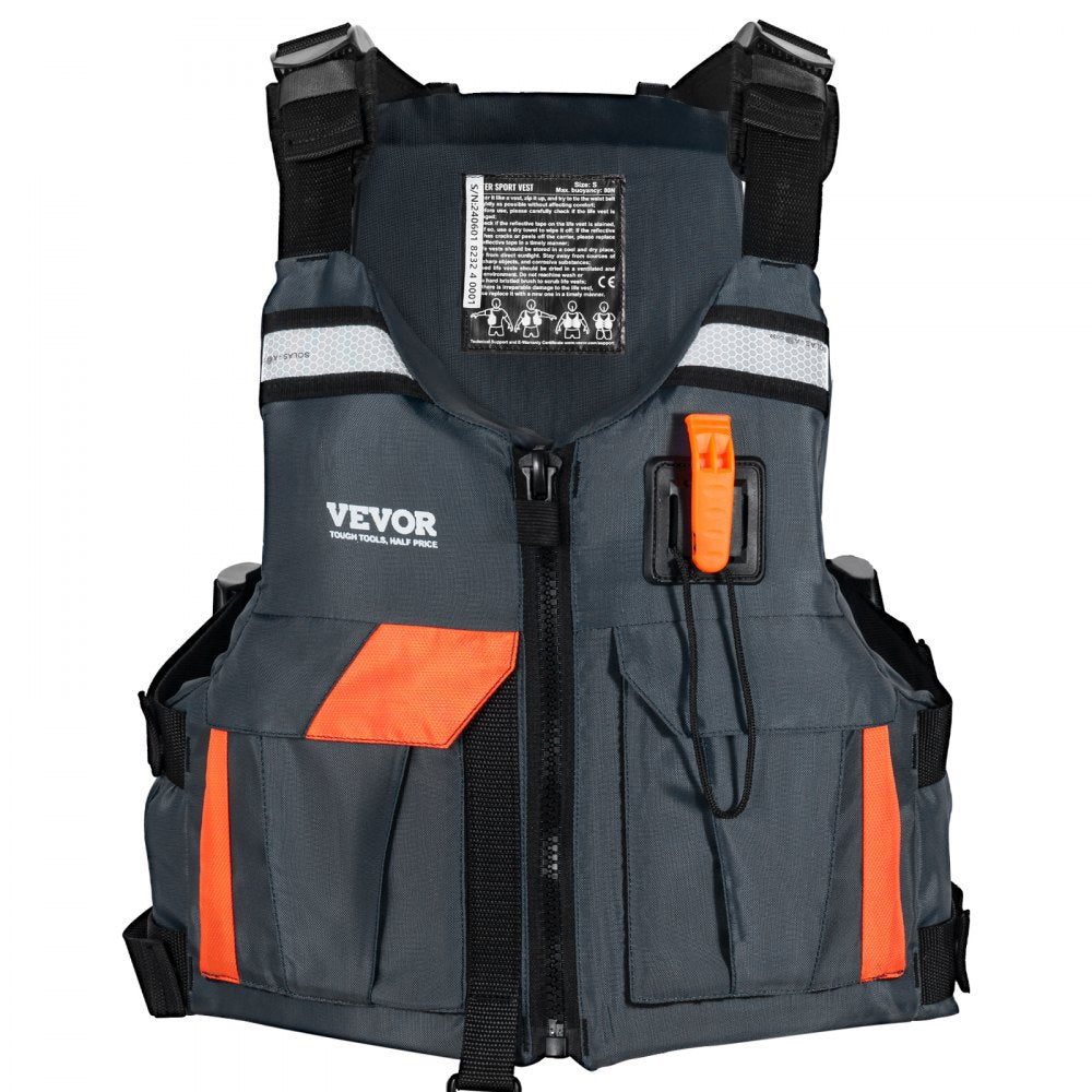 VEVOR Life Vest for Watersports (PFD), Life Jacket with Waterproof Nylon & 80N Buoyancy, Life Vest/Jacket for Any Water Activity-Fishing, Kayaking, Surfing and More, Men and Women S