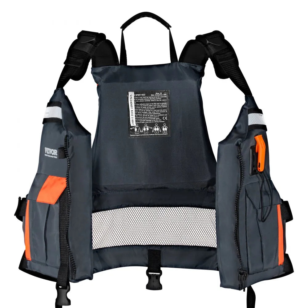 VEVOR Life Vest for Watersports (PFD), Life Jacket with Waterproof Nylon & 85N Buoyancy, Life Vest/Jacket for Any Water Activity-Fishing, Kayaking, Surfing and More, Men and Women M
