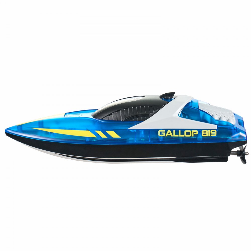 VEVOR RC Boat, 2.4GHz 12 km/h, Remote Control Boat for Pools & Lakes, Racing Boat with LED Light, 2 Rechargeable Batteries, Whole Body Waterproof, Water Play Toy Gift for Adults Boys & Girls, Blue