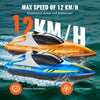 VEVOR RC Boat, 2 Pack 2.4GHz 12 km/h, Remote Control Boat for Pools & Lakes, Racing Boat with LED Light, 4 Rechargeable Batteries, Whole Body Waterproof, Gift for Adults Boys & Girls, Blue & Orange