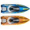 VEVOR RC Boat, 2 Pack 2.4GHz 12 km/h, Remote Control Boat for Pools & Lakes, Racing Boat with LED Light, 4 Rechargeable Batteries, Whole Body Waterproof, Gift for Adults Boys & Girls, Blue & Orange