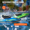 VEVOR RC Boat, 2 Pack 2.4GHz 12 km/h, Remote Control Boat for Pools & Lakes, Racing Boat with LED Light, 4 Rechargeable Batteries, Whole Body Waterproof, Gift for Adults Boys & Girls, Blue & Green
