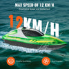 VEVOR RC Boat, 2.4GHz 12 km/h, Remote Control Boat for Pools & Lakes, Racing Boat with LED Light, 2 Rechargeable Batteries, Whole Body Waterproof, Water Play Toy Gift for Adults Boys & Girls, Green