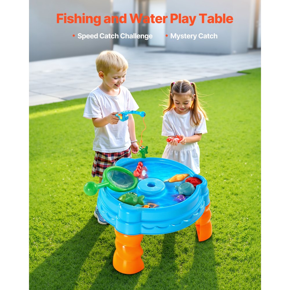 VEVOR Water Table for Toddlers, Kids Activity Sensory Table, Fish 'n Splash Water Playset with 9PCS Toy Accessories, Summer Water Activity Table with Fishing Game Set for 3+ Years Boys Girls