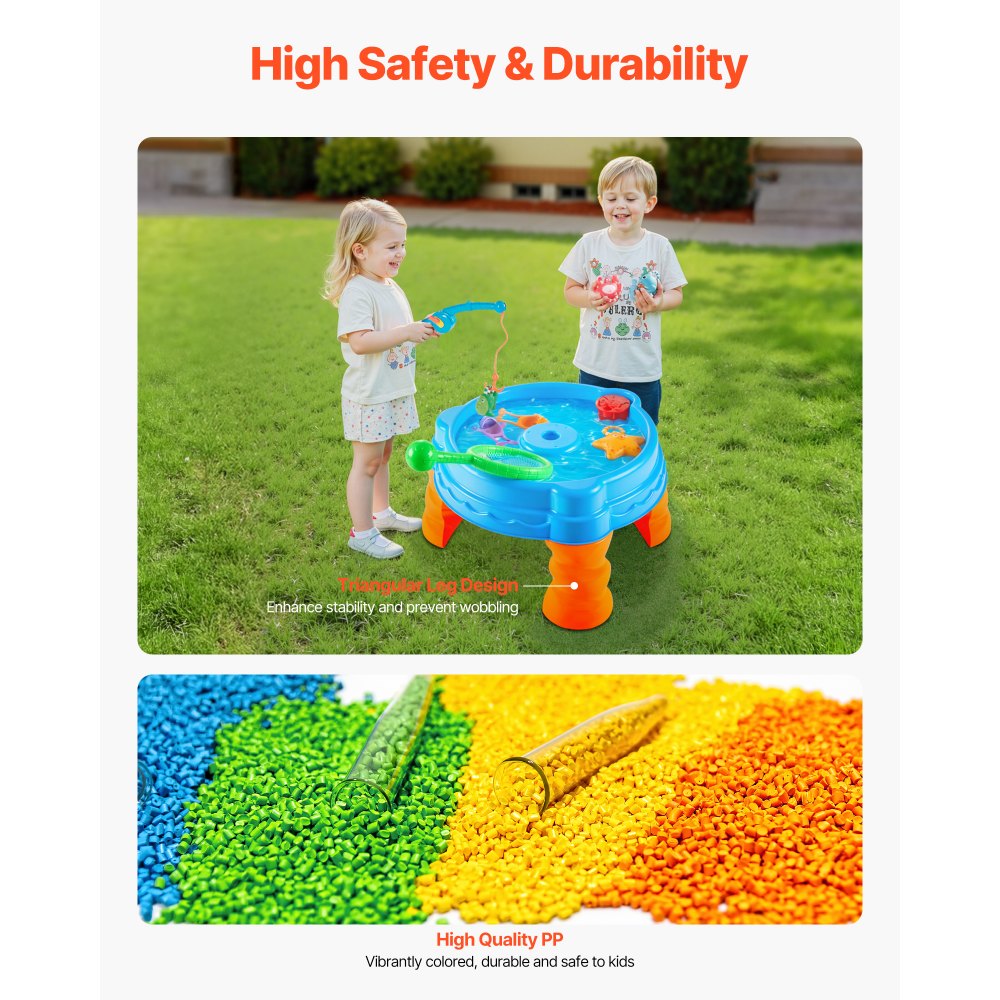 VEVOR Water Table for Toddlers, Kids Activity Sensory Table, Fish 'n Splash Water Playset with 9PCS Toy Accessories, Summer Water Activity Table with Fishing Game Set for 3+ Years Boys Girls