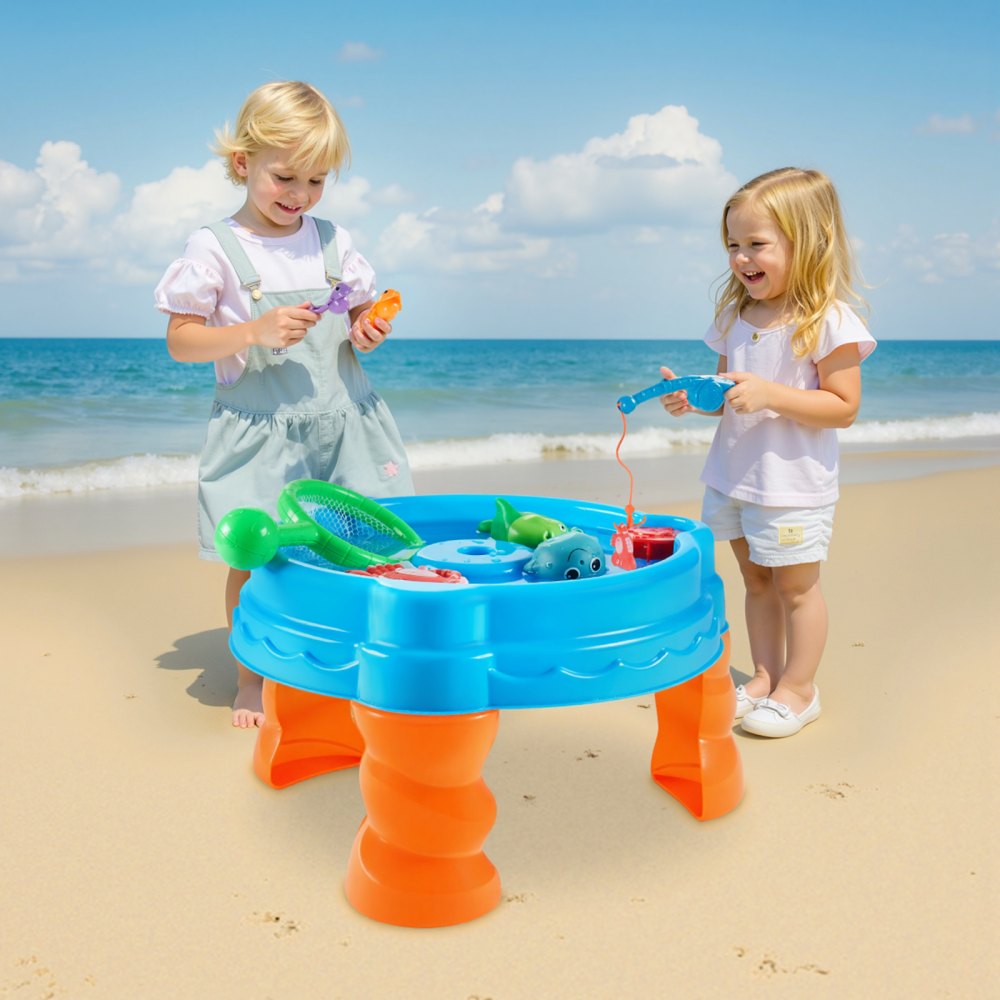 VEVOR Water Table for Toddlers, Kids Activity Sensory Table, Fish 'n Splash Water Playset with 9PCS Toy Accessories, Summer Water Activity Table with Fishing Game Set for 3+ Years Boys Girls