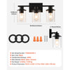 VEVOR 3-Light Bathroom Light Fixtures, Modern Vanity Light Fixture over Mirror, Bathroom Wall Sconce Lamp with Clear Glass Shade, E26 Ceramic Socket for Bedroom Living Room Hallway (Bulb Not Included)
