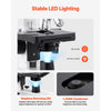 VEVOR Binocular Microscope, 40-5000X Magnification, Professional Compound Microscope for Adult with Dual Stage and Two Sets of Eyepieces, Aluminum Alloy Body, Includes LED Light and Phone Holder