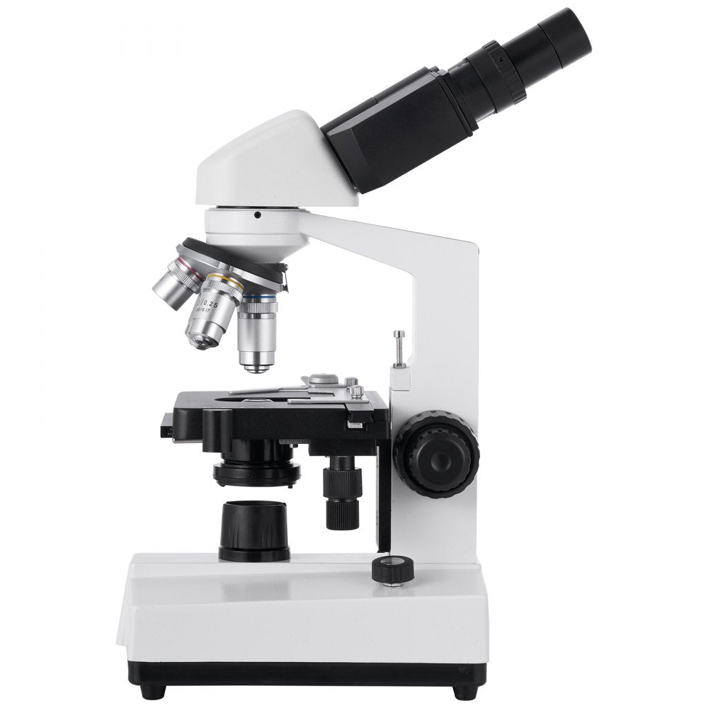 VEVOR Binocular Microscope, 40-5000X Magnification, Professional Compound Microscope for Adult with Dual Stage and Two Sets of Eyepieces, Aluminum Alloy Body, Includes LED Light and Phone Holder