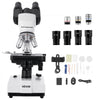 VEVOR Binocular Microscope, 40-5000X Magnification, Professional Compound Microscope for Adult with Dual Stage and Two Sets of Eyepieces, Aluminum Alloy Body, Includes LED Light and Phone Holder