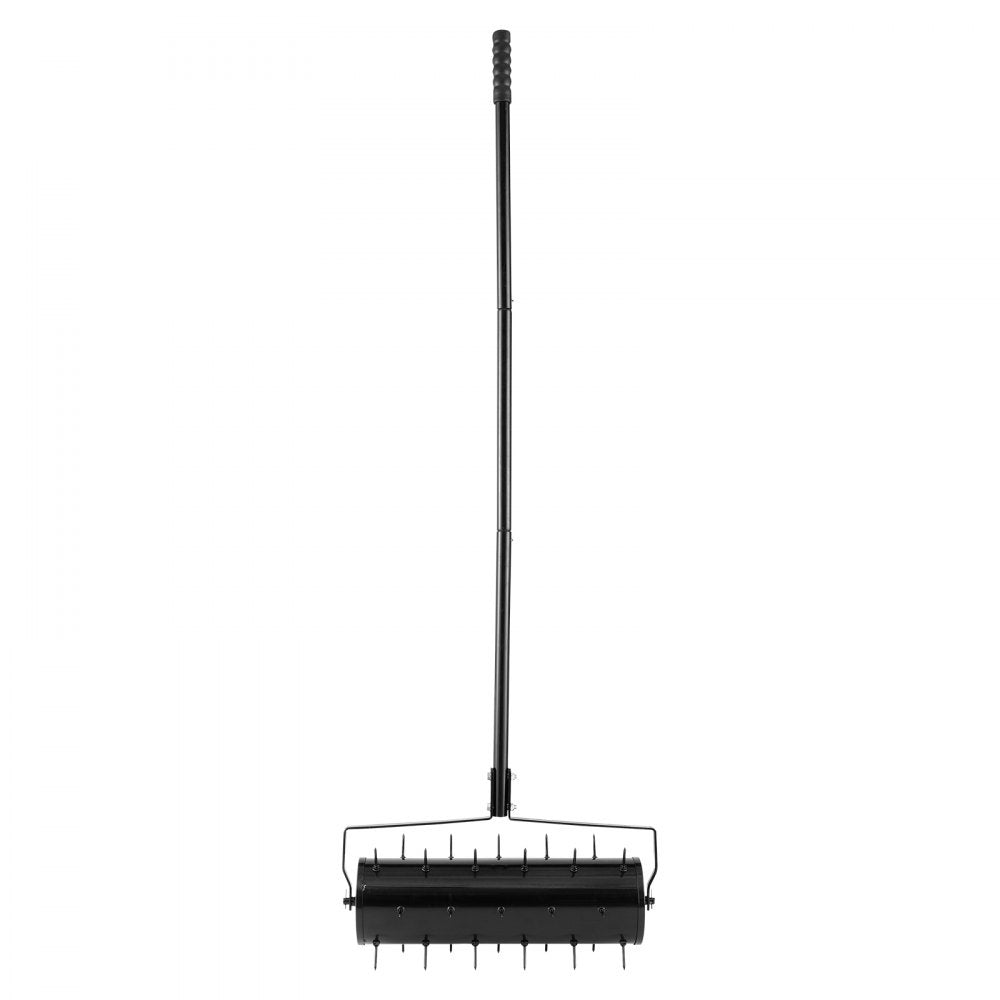 VEVOR Rolling Lawn Aerator, 21-inch Heavy-Duty Manual Rolling Aerator Lawn with Detachable Handle and 33 Iron Spikes, Rolling Lawn Aeration Tool for Garden Patio Yard Compacted Soils and Lawns, Black
