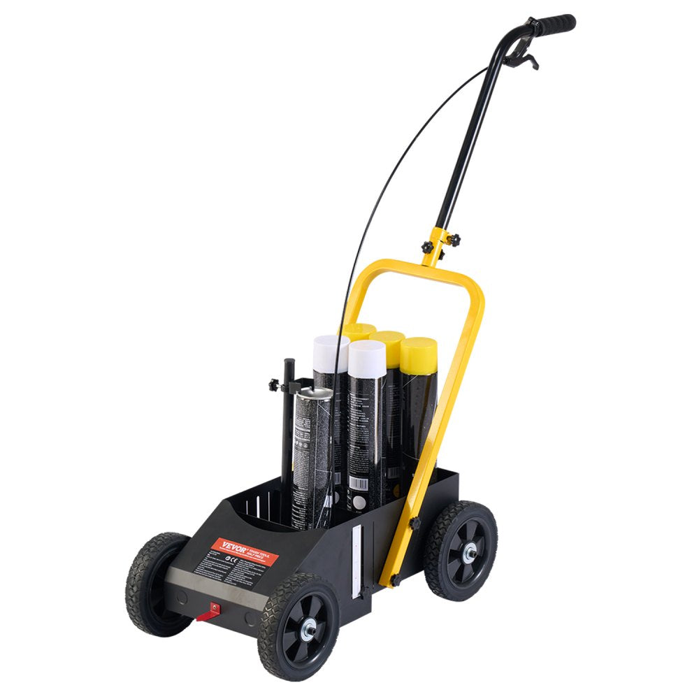 VEVOR Striping Line Marking Machine, 24 x 13 x 35.4 in, 4-Wheel, Heavy Duty Striping Line Marking Machine, Striping Line Machine with Adjustable Width, for Roads, Parking Lots, Sports Field, Black