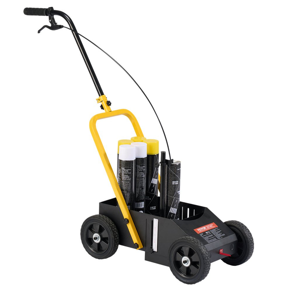 VEVOR Striping Line Marking Machine, 24 x 13 x 35.4 in, 4-Wheel, Heavy Duty Striping Line Marking Machine, Striping Line Machine with Adjustable Width, for Roads, Parking Lots, Sports Field, Black
