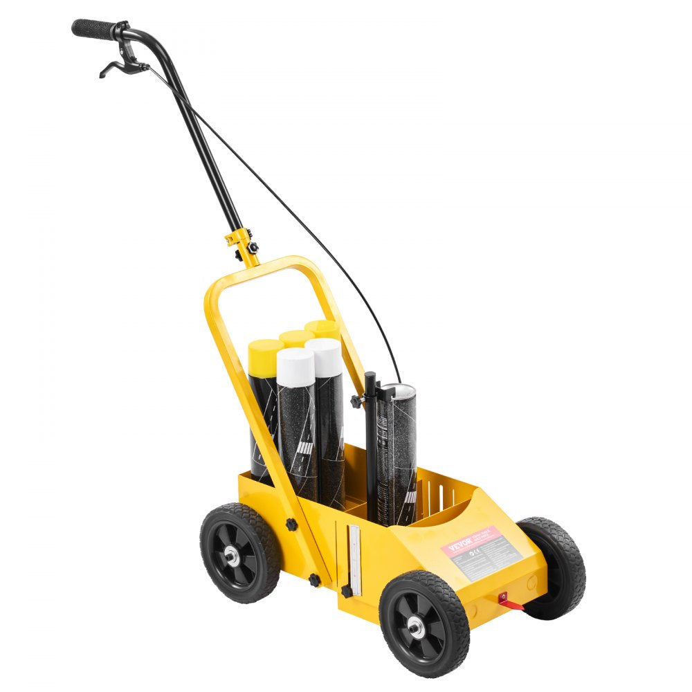 VEVOR Striping Line Marking Machine, 24 x 13 x 35.4 in, 4-Wheel, Heavy Duty Striping Line Marking Machine, Striping Line Machine with Adjustable Width, for Roads, Parking Lots, Sports Field, Yellow
