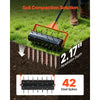 VEVOR Rolling Lawn Aerator, 15 in Manual Push Aerator Roller with 42 Spikes & 60 in Long Handle, Fillable Drum for Added Weight, Heavy-Duty Lawn Soil Penetrator for Garden Yard Compacted Soils