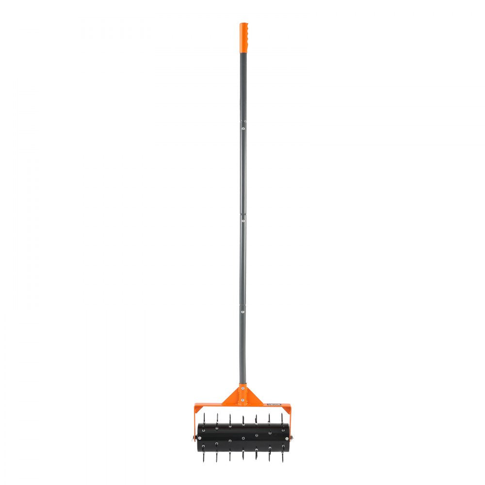VEVOR Rolling Lawn Aerator, 15 in Manual Push Aerator Roller with 42 Spikes & 60 in Long Handle, Fillable Drum for Added Weight, Heavy-Duty Lawn Soil Penetrator for Garden Yard Compacted Soils