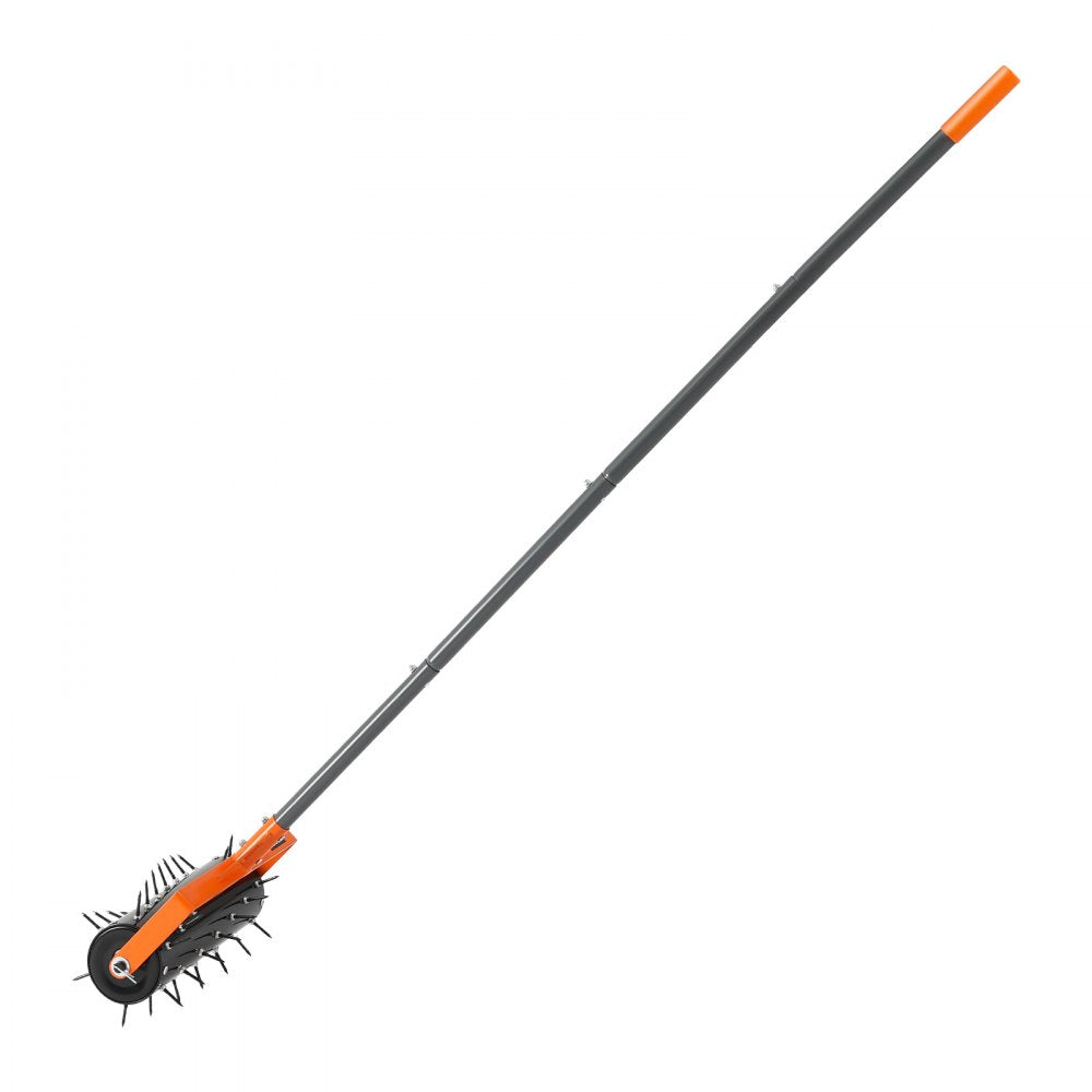 VEVOR Rolling Lawn Aerator, 15 in Manual Push Aerator Roller with 42 Spikes & 60 in Long Handle, Fillable Drum for Added Weight, Heavy-Duty Lawn Soil Penetrator for Garden Yard Compacted Soils