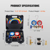 VEVOR AC Gauge Set - 3 Way AC Manifold Gauge Set for R134A R22 R12 R502 Refrigerant, Freon Gauges with 5ft Hoses, Couplers, Can Tap Works on Car Auto Freon Charging and Evacuation