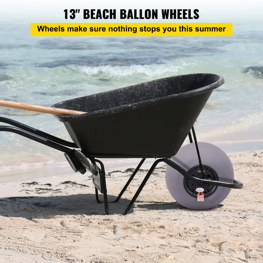 VEVOR Beach Balloon Wheels, 13\" Replacement Sand Tires, TPU Cart Tires for Kayak Dolly, Canoe Cart and Buggy with Free Air Pump, 2-Pack
