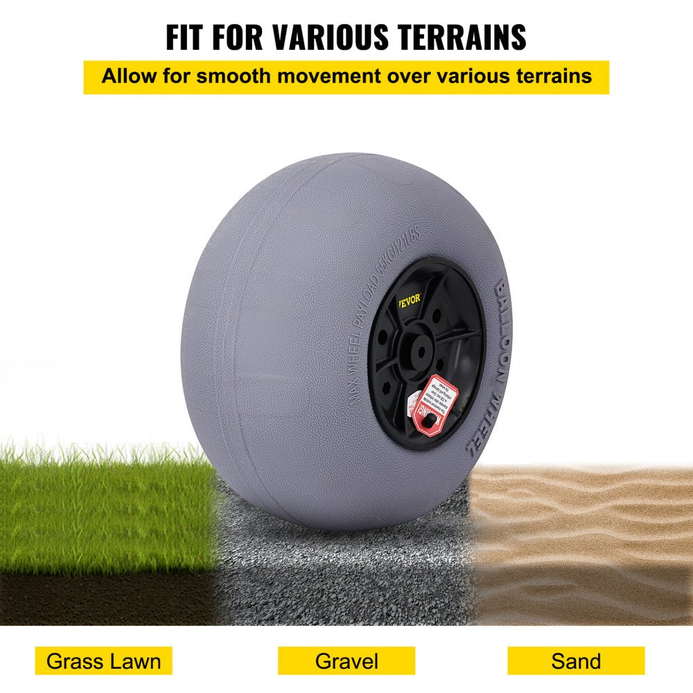 VEVOR Beach Balloon Wheels, 13\" Replacement Sand Tires with 32\" Stainless Steel Axle, TPU Cart Tires for Kayak Dolly, Canoe Cart and Buggy with Free Air Pump, 2-Pack