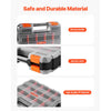 VEVOR Small Parts Organizer, 34-Compartment Double Side Tools Organizer Box with 24 Removable Dividers, PP Hardware Storage Box with Safety Latch & Portable Handle for Nuts, Bolts, Screws, Nails