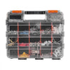 VEVOR Small Parts Organizer, 34-Compartment Double Side Tools Organizer Box with 24 Removable Dividers, PP Hardware Storage Box with Safety Latch & Portable Handle for Nuts, Bolts, Screws, Nails