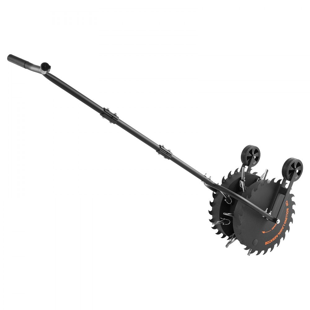 VEVOR Rolling Lawn Core Aerator, 16.6 in Coring Aerator Roller with Anti-Clog Tines, Heavy Duty & Rust-Resistant, Yard Grass Pulling Plugs Manual Aeration Tool for Compacted Garden Soil Loosening