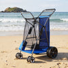 VEVOR Beach Cart with Large Wheels for Sand, 165 lbs Load Capacity, Heavy Duty Folding Beach Wagon with 10" Solid Wheels, Insulated Cooler Bag, Umbrella Holder, Holds 4 Chairs for Camping & Fishing
