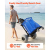 VEVOR Beach Cart with Large Wheels for Sand, 165 lbs Load Capacity, Heavy Duty Folding Beach Wagon with 12" Balloon Wheels, Storage Bag, 180° Adjustable Handlebar, Dolly for Camping Fishing Garden
