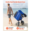 VEVOR Beach Cart with Large Wheels for Sand, 165 lbs Load Capacity, Heavy Duty Folding Beach Wagon with 12" Balloon Wheels, Storage Bag, 33" to 45" Adjustable Height, Dolly for Camping Fishing Garden