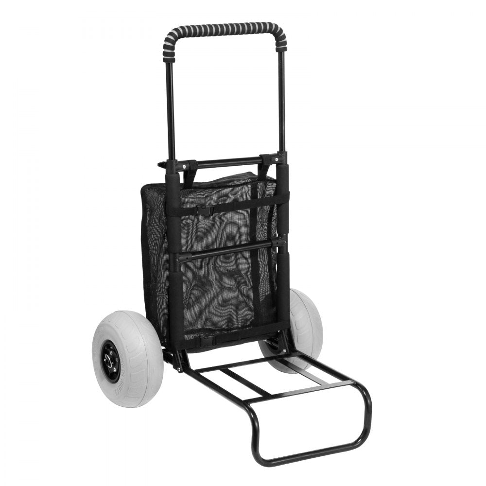 VEVOR Beach Dolly with Big Wheels for Sand, 20.1" x 14.6" Cargo Deck, w/ 9" Balloon Wheels, 165LBS Loading Capacity Folding Sand Cart & 27.2" to 44.9" Adjustable Height, Heavy Duty Cart for Beach