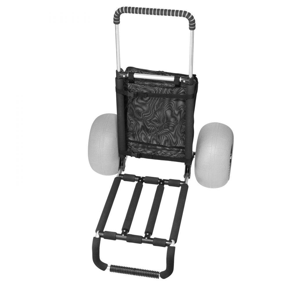 VEVOR Beach Dolly with Big Wheels for Sand, 29.9" x 15.4" Cargo Deck, w/ 12" Balloon Wheels, 165LBS Loading Capacity Folding Sand Cart & 27" to 44.7" Adjustable Height, Heavy Duty Cart for Beach