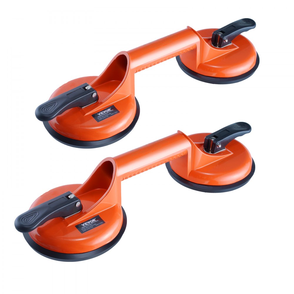 VEVOR Glass Suction Cup, 4.7" 2 Pack 330 lbs Load Capacity, Vacuum Suction Cup with Aluminum Handle, Heavy Duty Industrial Suction Cup Lifter Tool for Glass, Granite, Tile, Metal, Wood Panel Lifting