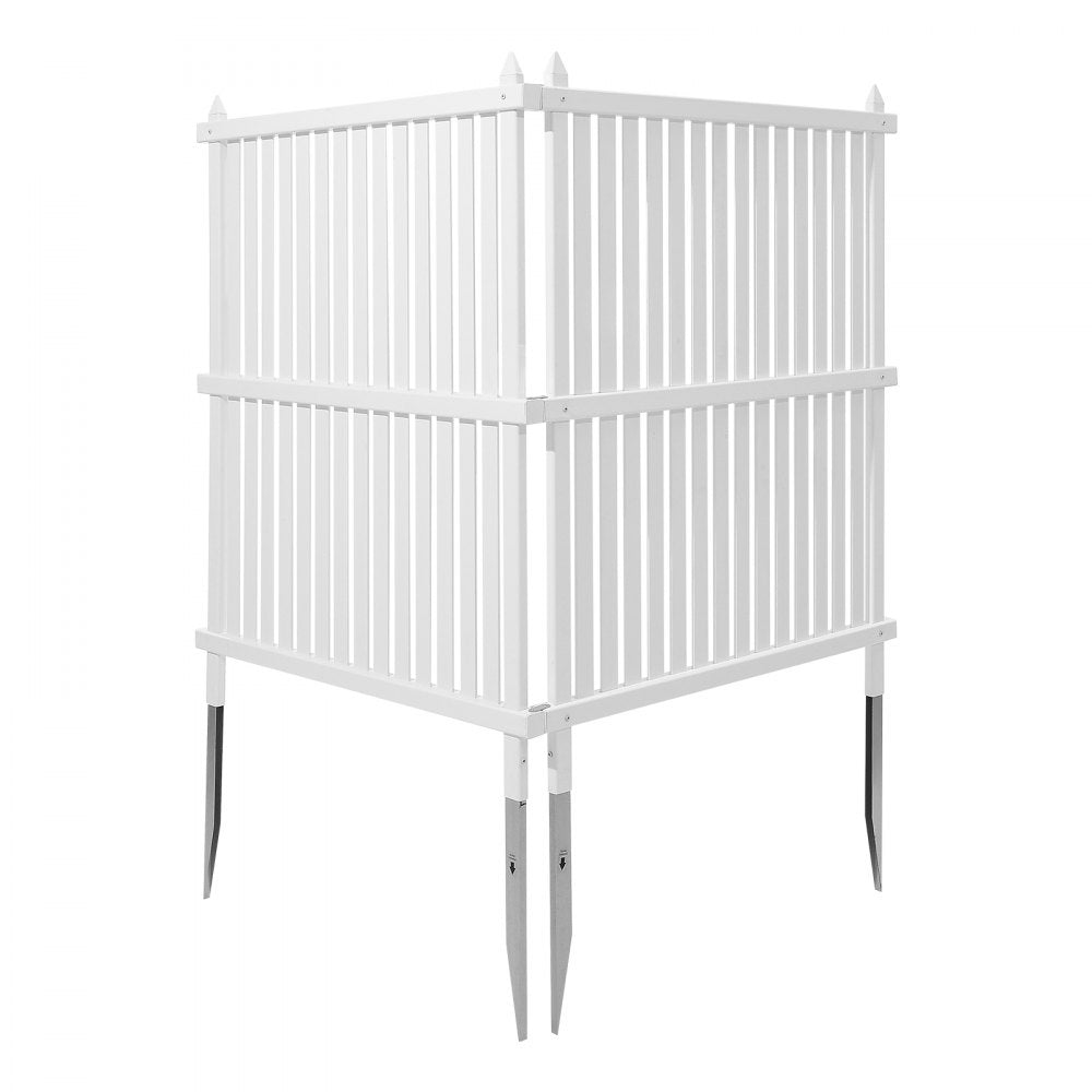VEVOR 2 Panels Outdoor Privacy Screen, 36 x 45 in Air Conditioner Fence with 19.7 in Ground Stakes, Pool Equipment Enclosure, Strip Vinyl Privacy Fence, Ideal for Trash Can and A/C Units, White
