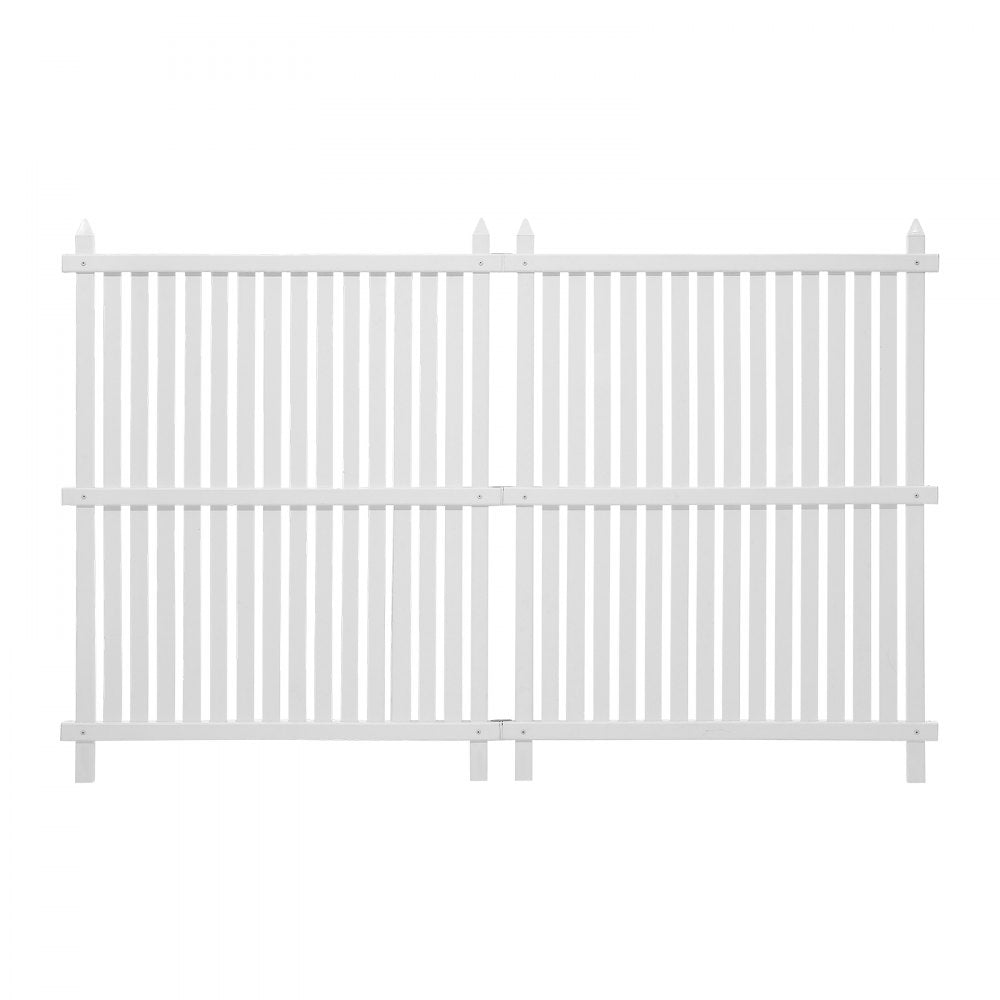 VEVOR 2 Panels Outdoor Privacy Screen, 36 x 45 in Air Conditioner Fence with 19.7 in Ground Stakes, Pool Equipment Enclosure, Strip Vinyl Privacy Fence, Ideal for Trash Can and A/C Units, White