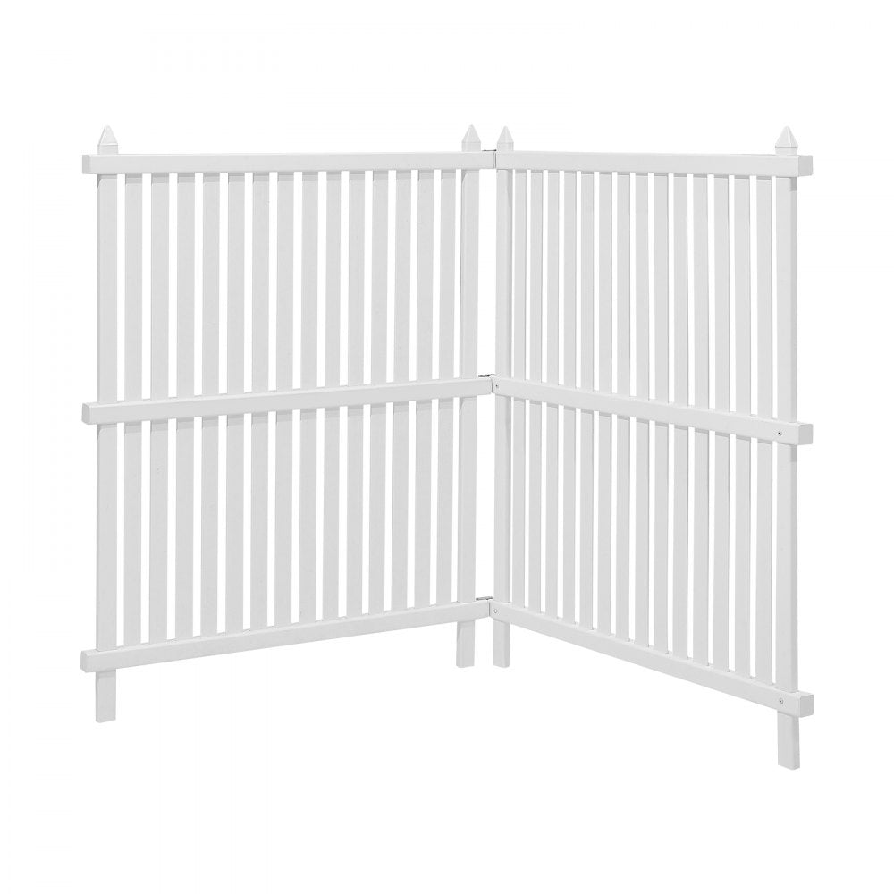 VEVOR 2 Panels Outdoor Privacy Screen, 36 x 45 in Air Conditioner Fence with 19.7 in Ground Stakes, Pool Equipment Enclosure, Strip Vinyl Privacy Fence, Ideal for Trash Can and A/C Units, White